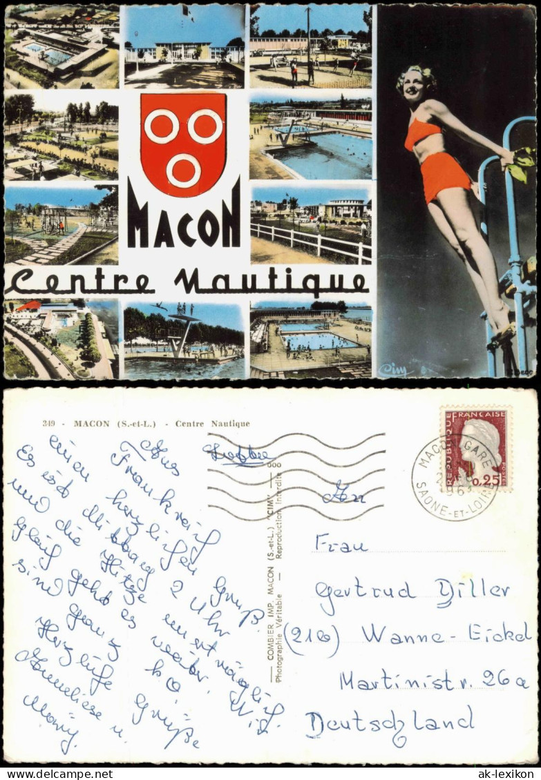 CPA Macon Mâcon Mehrbild Stadtansichten Frau im Badeanzug 1961