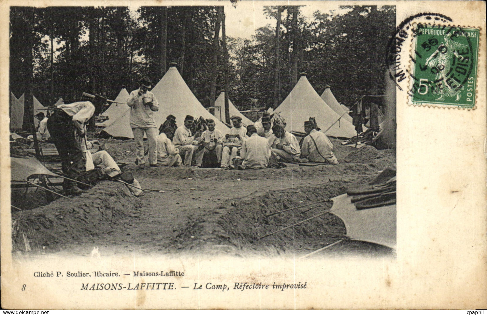 CPA Maisons Laffitte Le Camp Refectoire Improvise Militaria