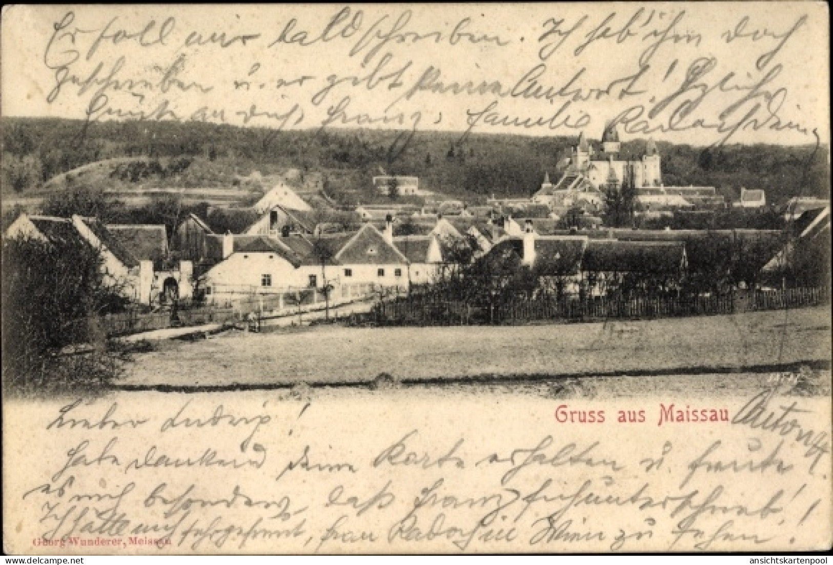 CPA Maissau in Niederösterreich, Blick über die Dächer, Schloss Abensperg Traun