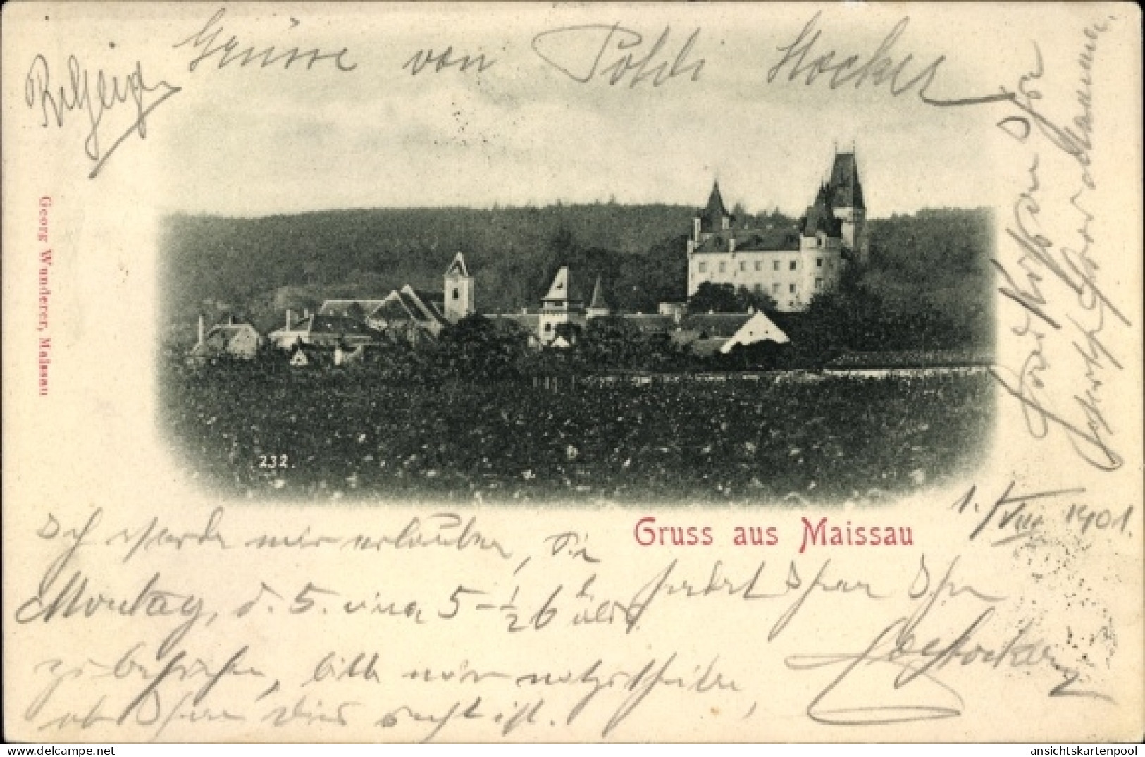 CPA Maissau in Niederösterreich, Panorama vom Ort, Burg