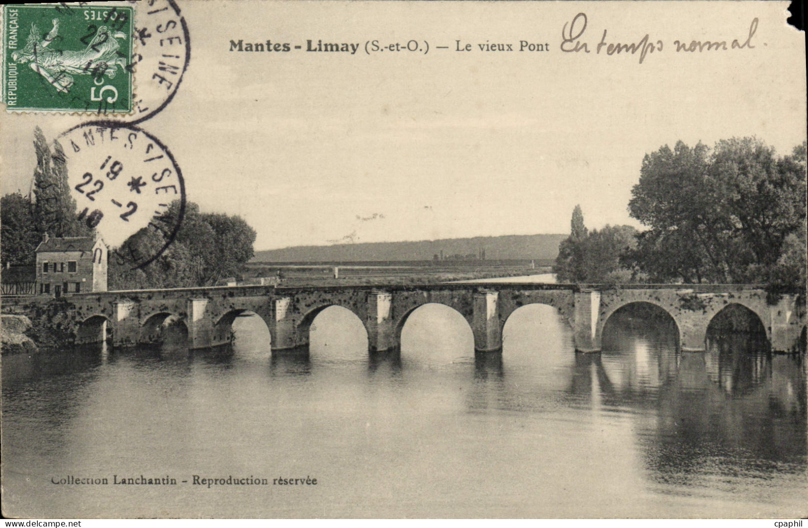 CPA Mantes Limay (S et O) Le vieux Pont en Temps normal