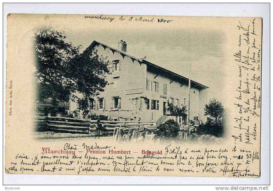cpa MARCHISSY pension HUMBERT - Bringold - JOLIE  photo des arts - voyage 1900 !!