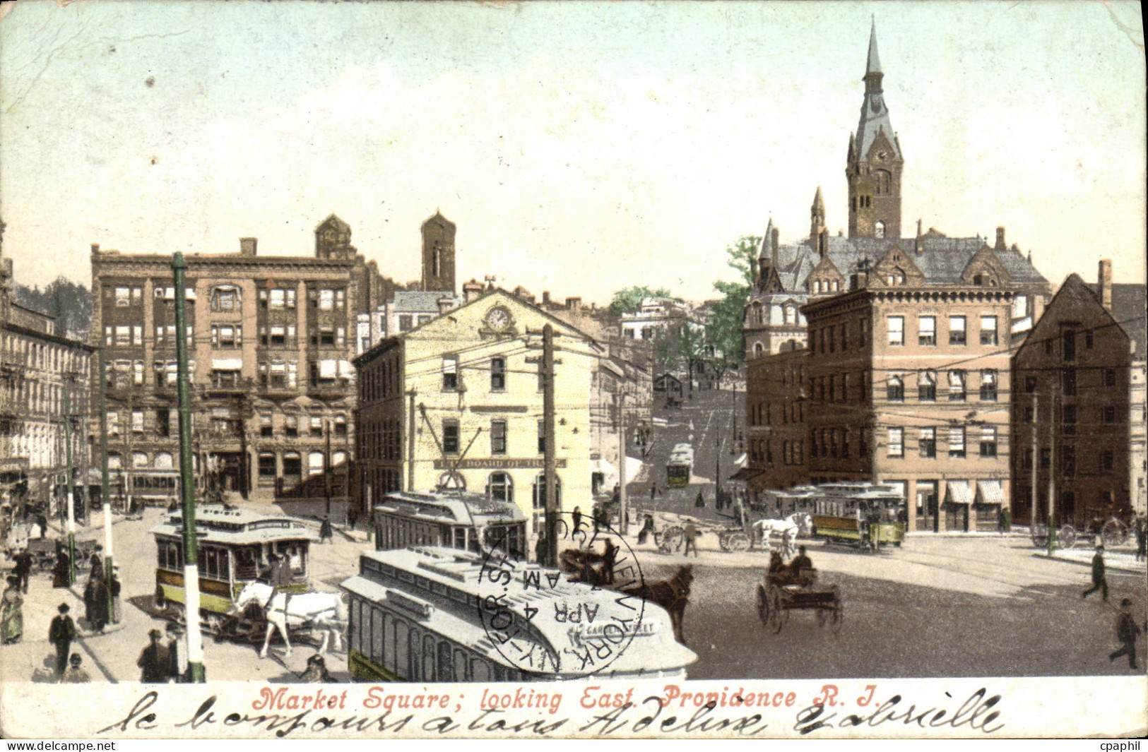 CPA Market Square Looking East Providence R I Tramway