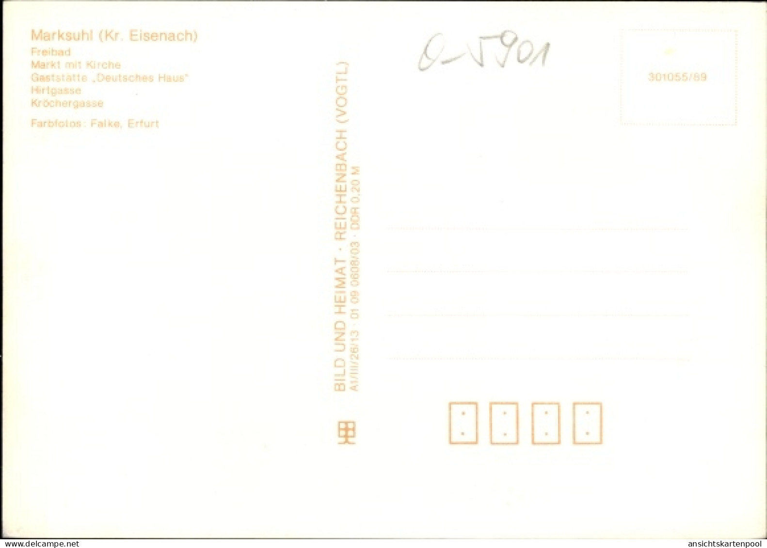 CPA Marksuhl Gerstungen in Thüringen, Freibad, Markt mit Kirche, Gaststätte Deutsches Haus