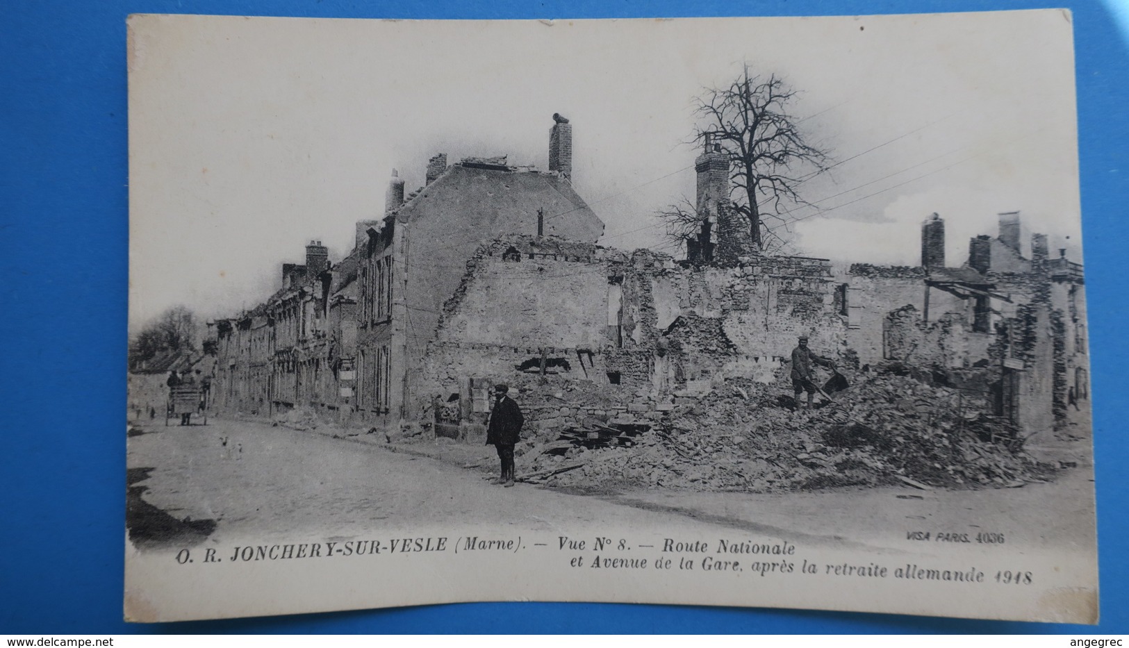 CPA  Marne - Jonchery-Sur-Vesle - Route Nationale et µAvenue de la Gare, après la retraite Allemande 1948