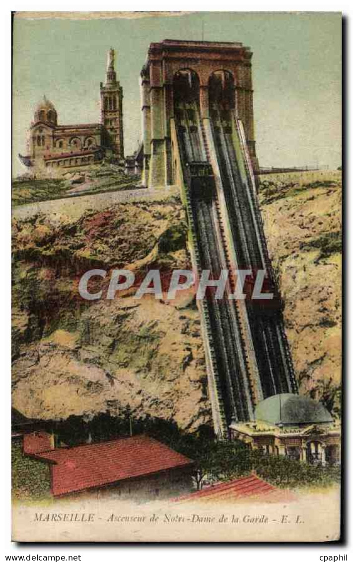 CPA Marseille Ascenseur de Notre Dame de la Garde