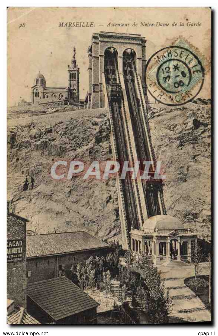 CPA Marseille Ascenseur de Notre Dame de la Garde