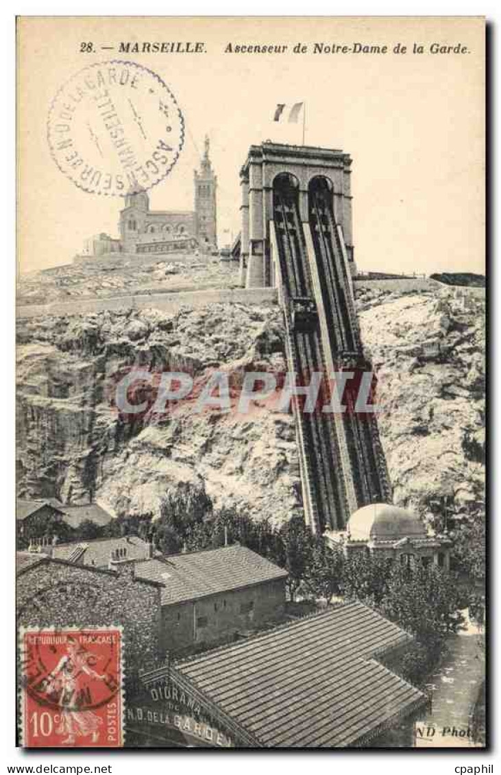 CPA Marseille Ascenseur de Notre Dame de la Garde