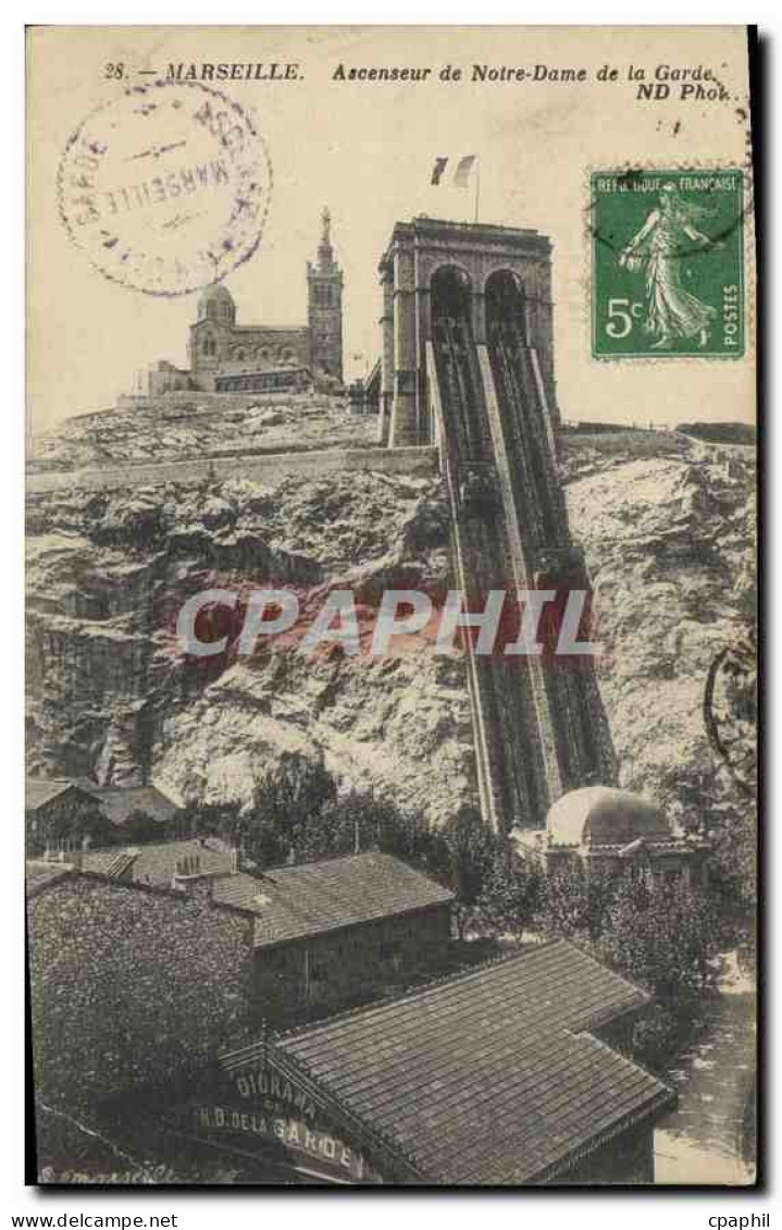 CPA Marseille Ascenseur de Notre Dame de la Garde