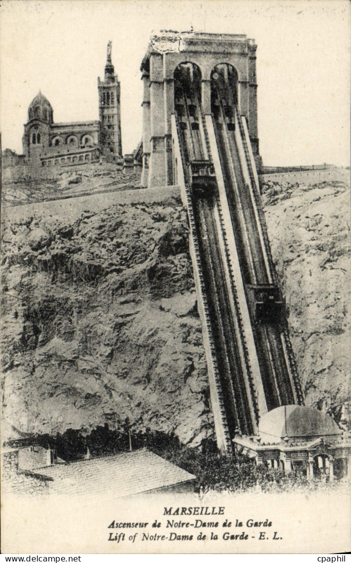 CPA Marseille Ascenseur de Notre Dame de la Garde