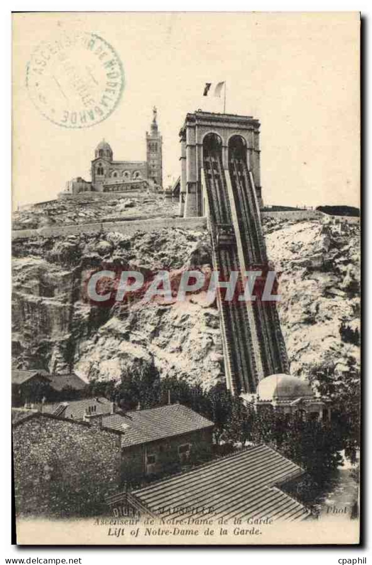 CPA Marseille Ascenseur de Notre Dame de la Garde