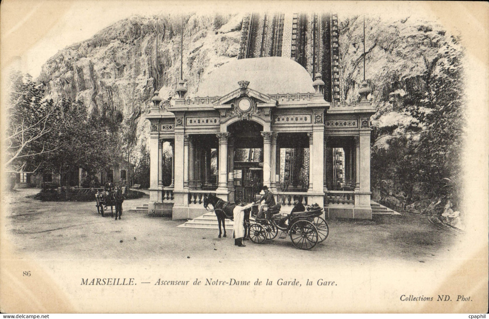 CPA Marseille Ascenseur de Notre Dame de la Garde la Gare