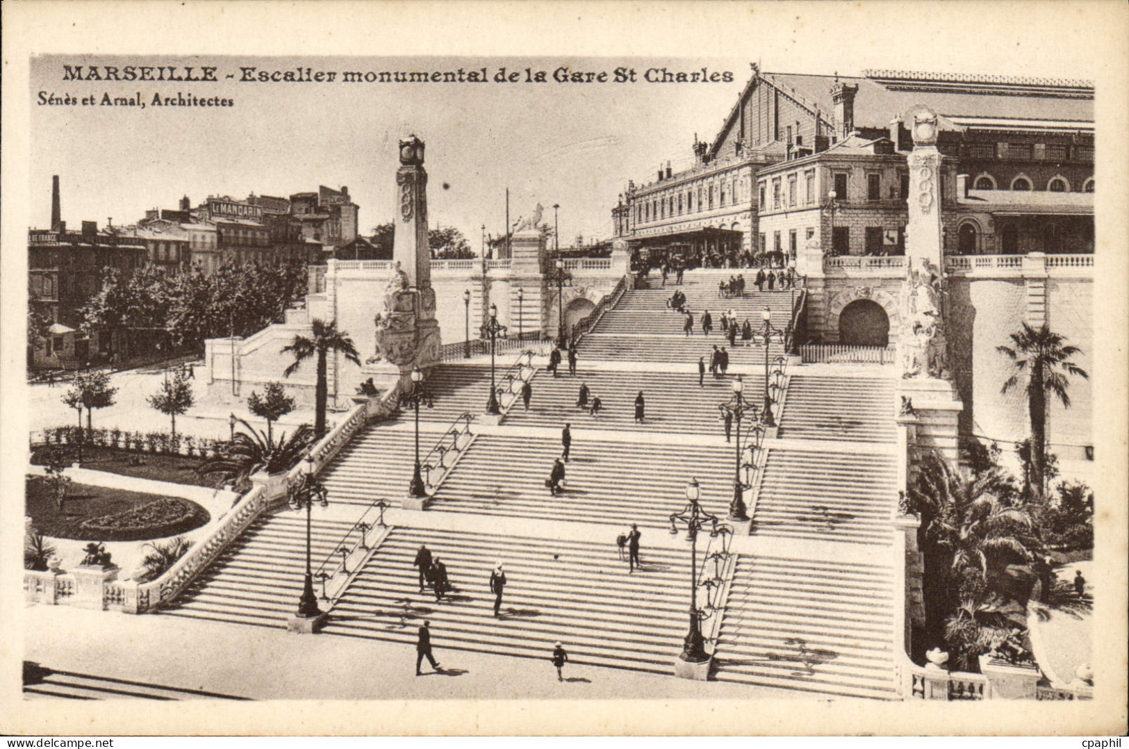 CPA Marseille Escalier Monument De La Gare St Charles