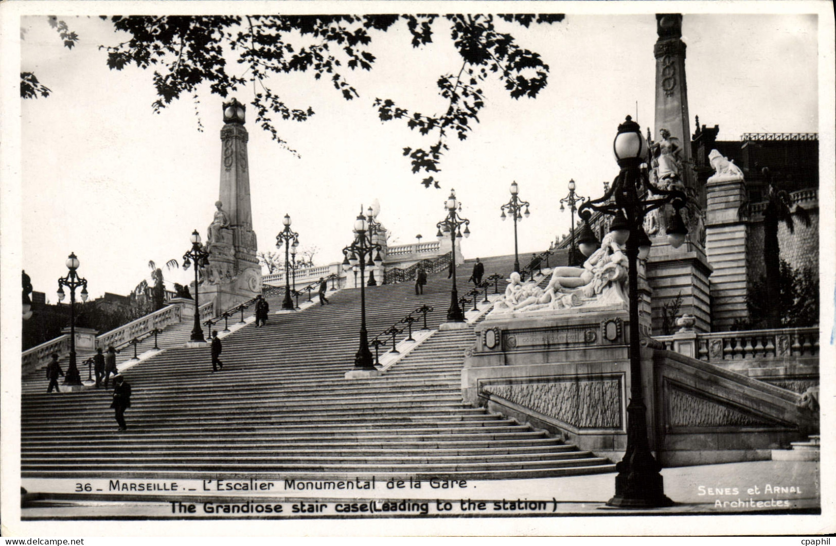 CPA Marseille Escalier Monument De La Gare St Charles