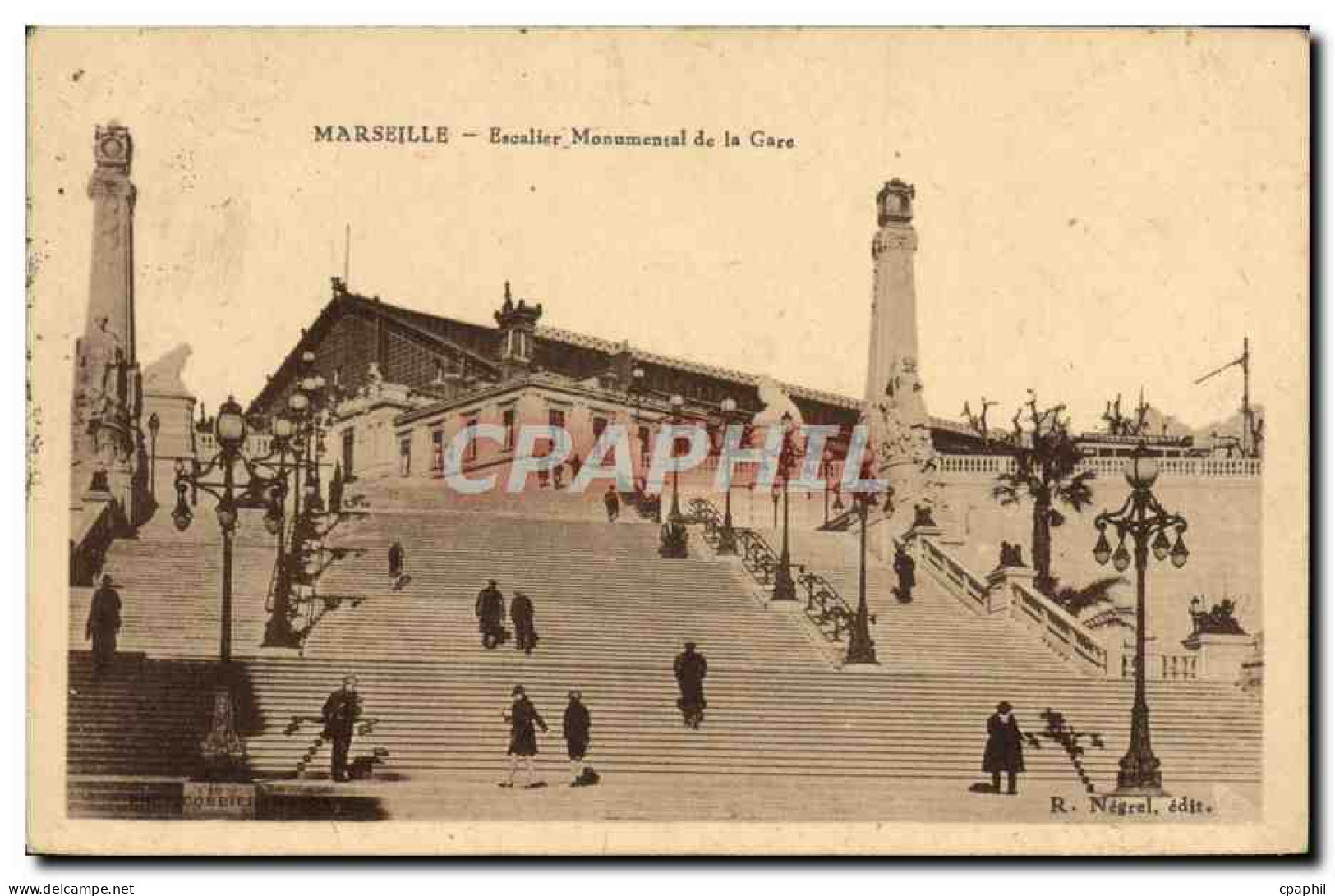 CPA Marseille Escalier Monument De La Gare St Charles