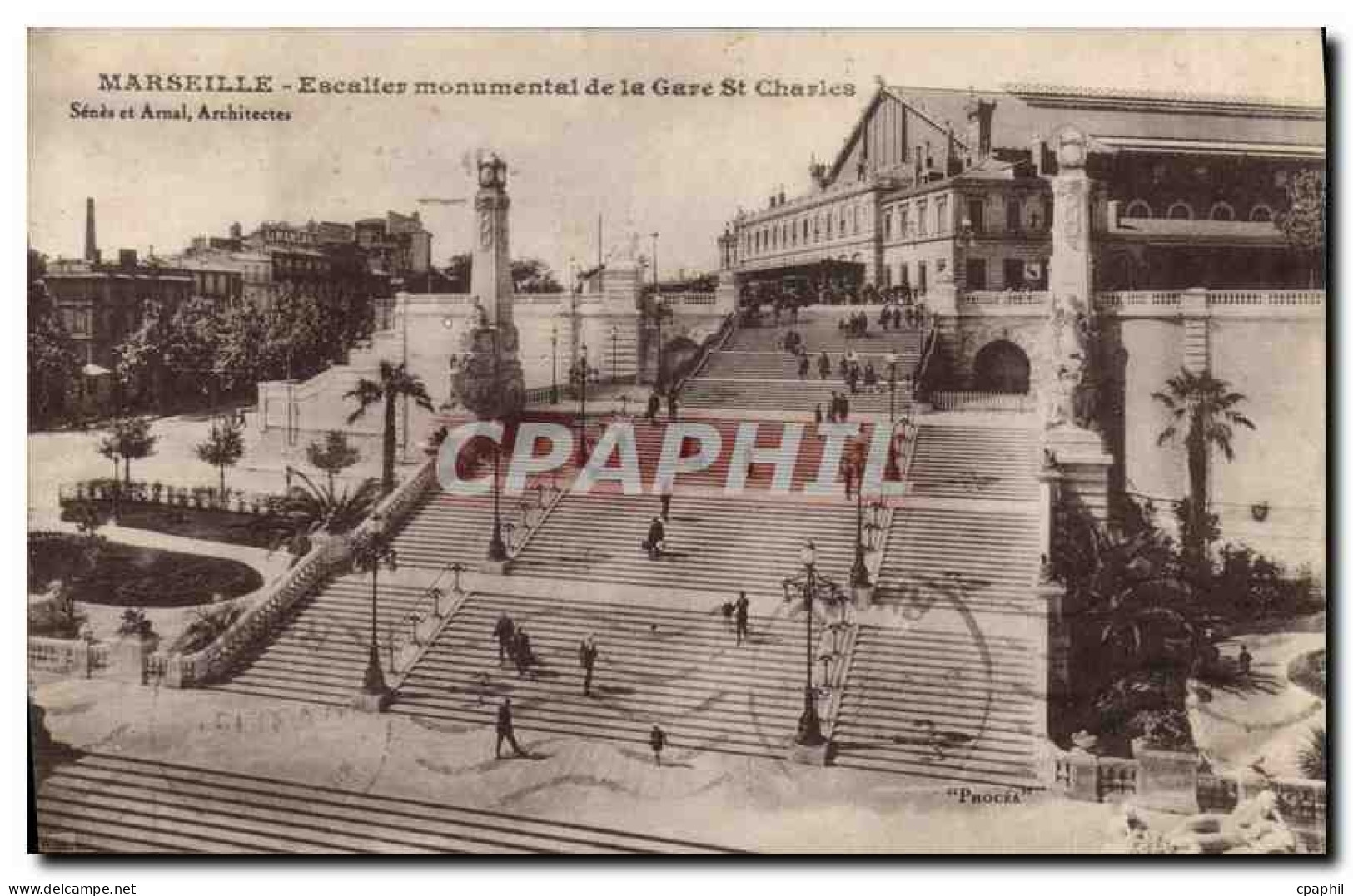 CPA Marseille Escalier monumental de la Gare St Charles