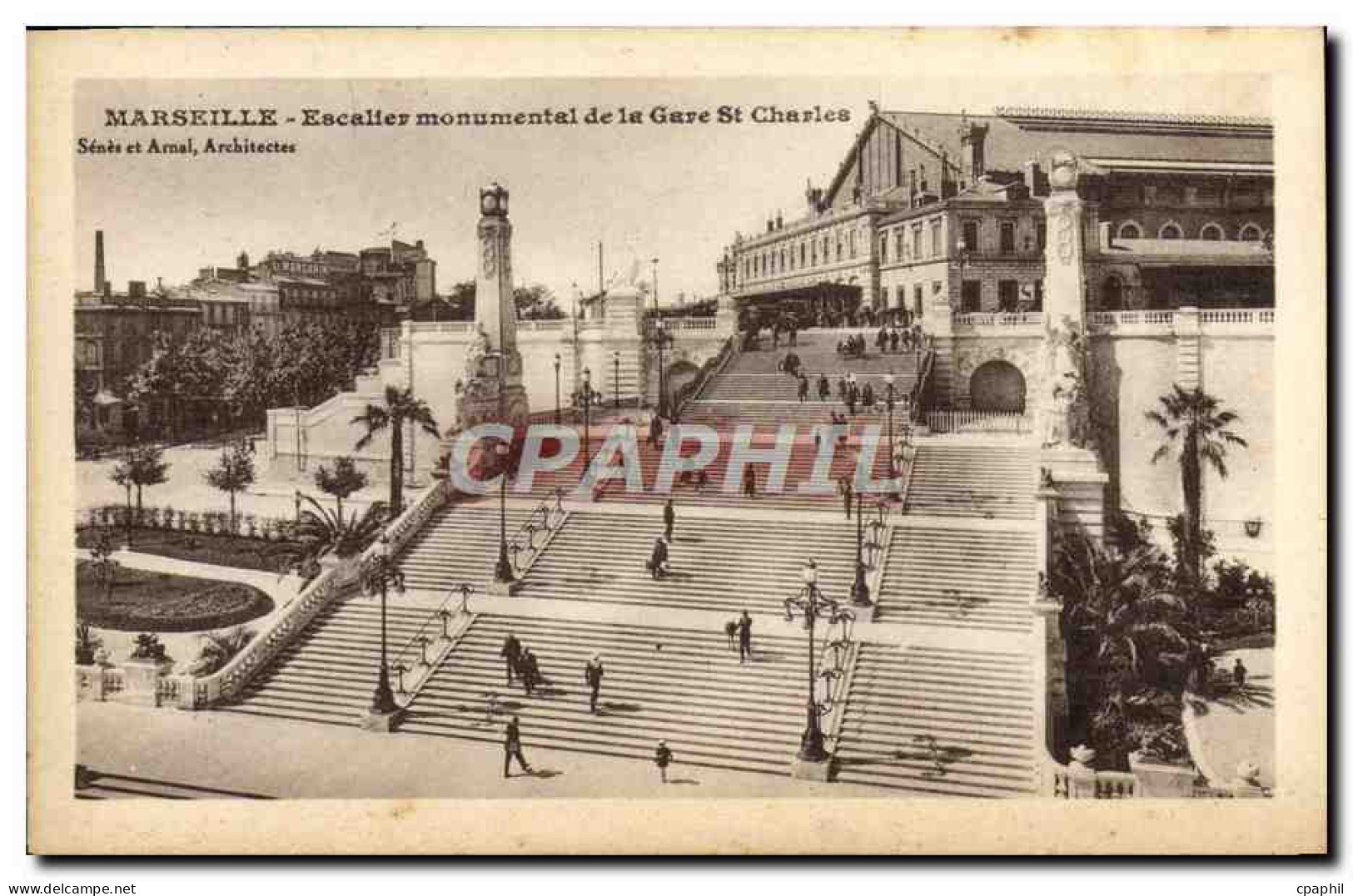 CPA Marseille Escalier Monumental de la Gare St Charles