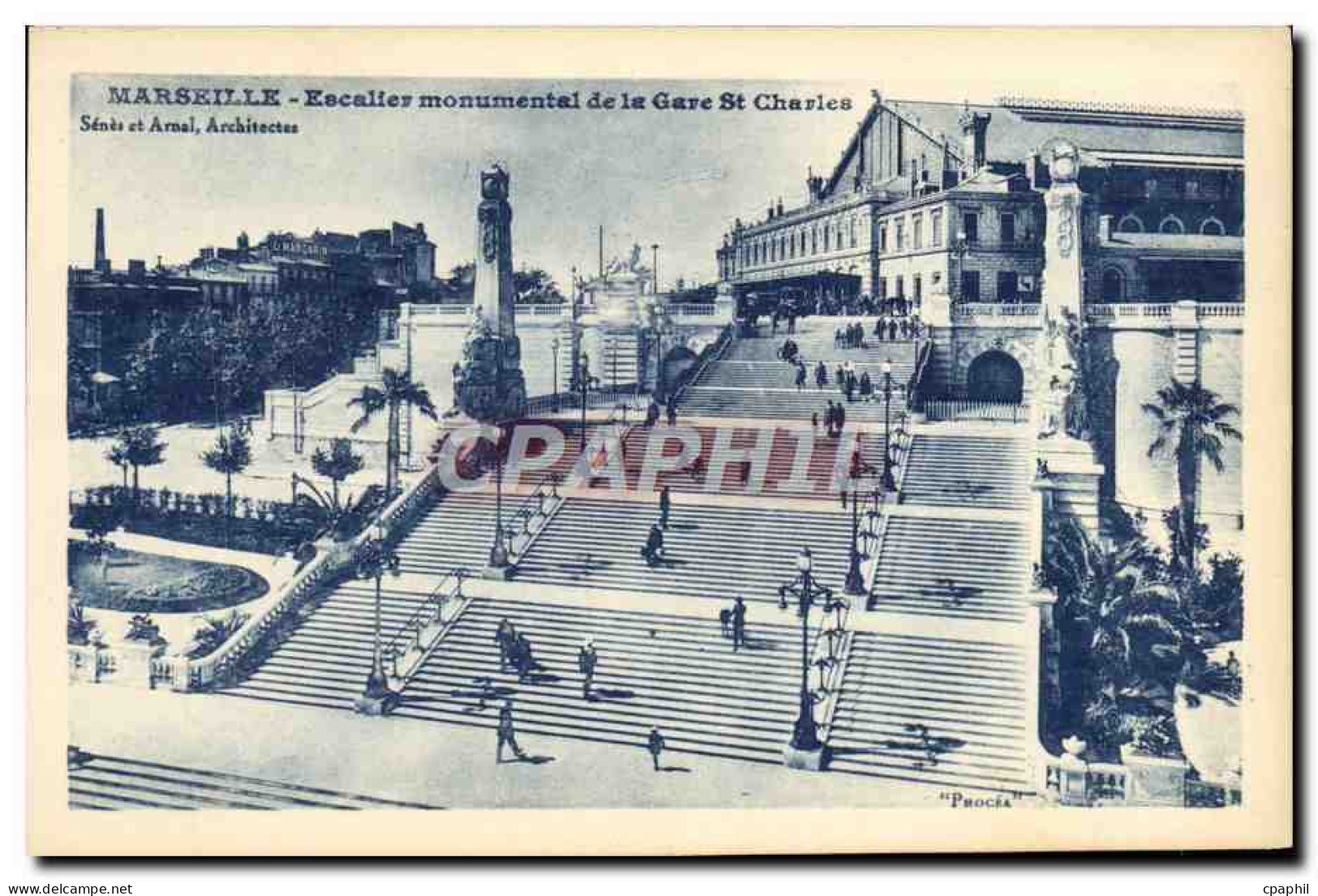 CPA Marseille Escalier monumental de la gare St Charles