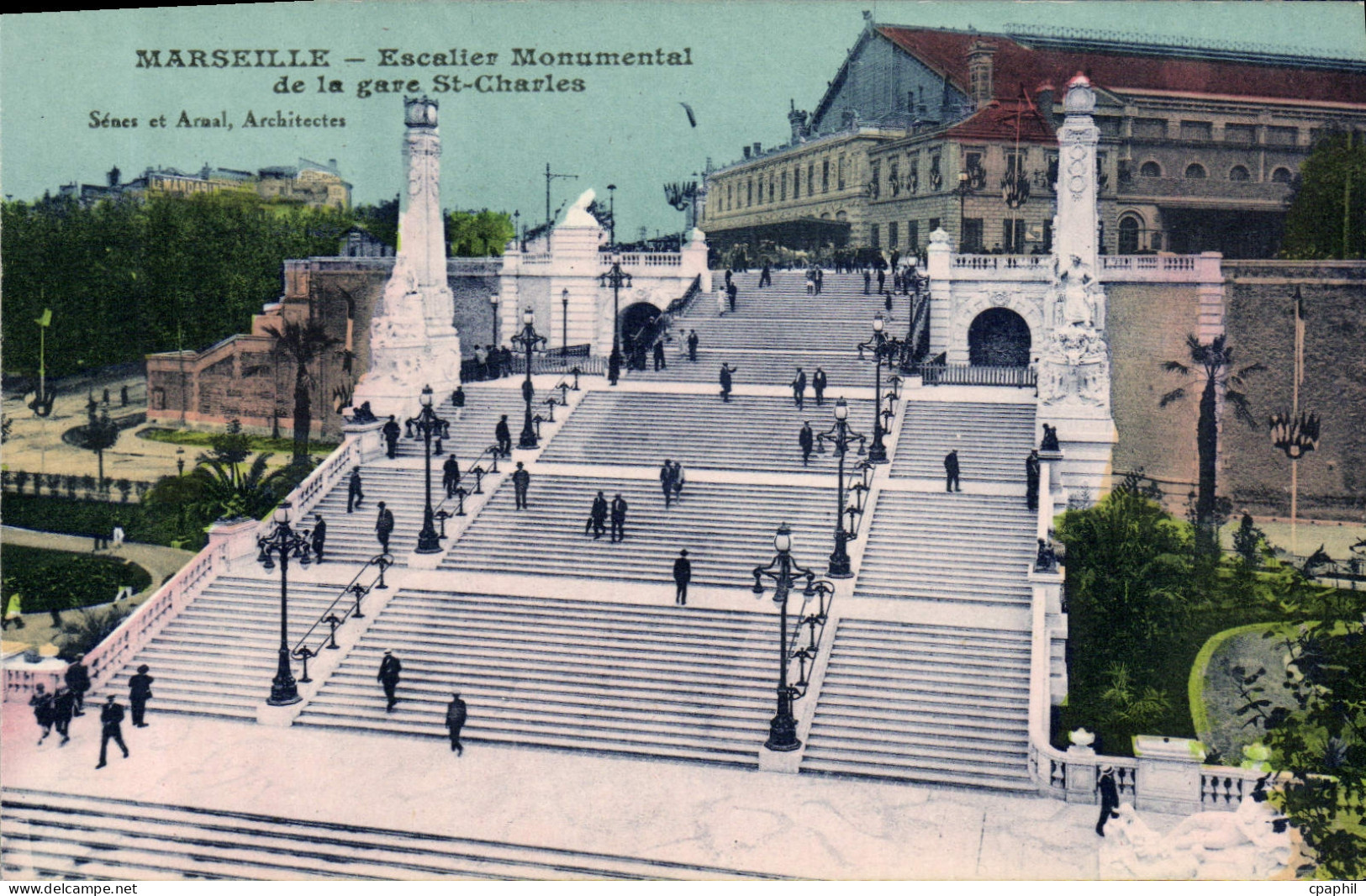 CPA Marseille Escalier Monumental de la gare St Charles