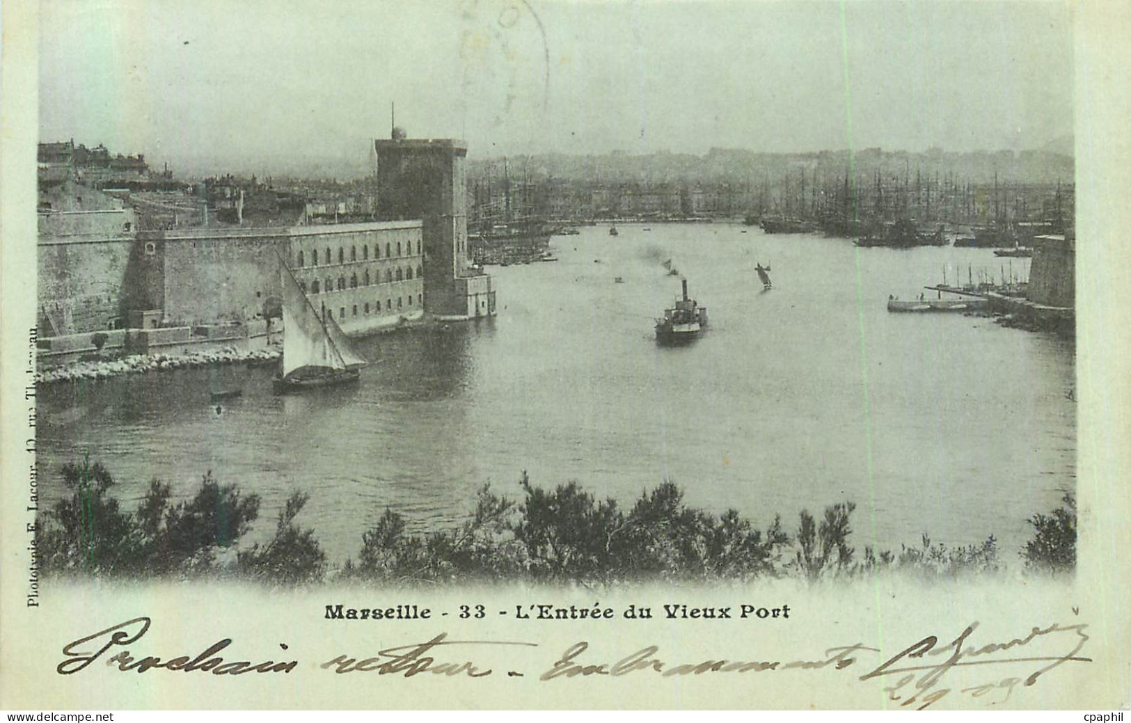 CPA Marseille l'Entree du Vieux Port (carte 1900)