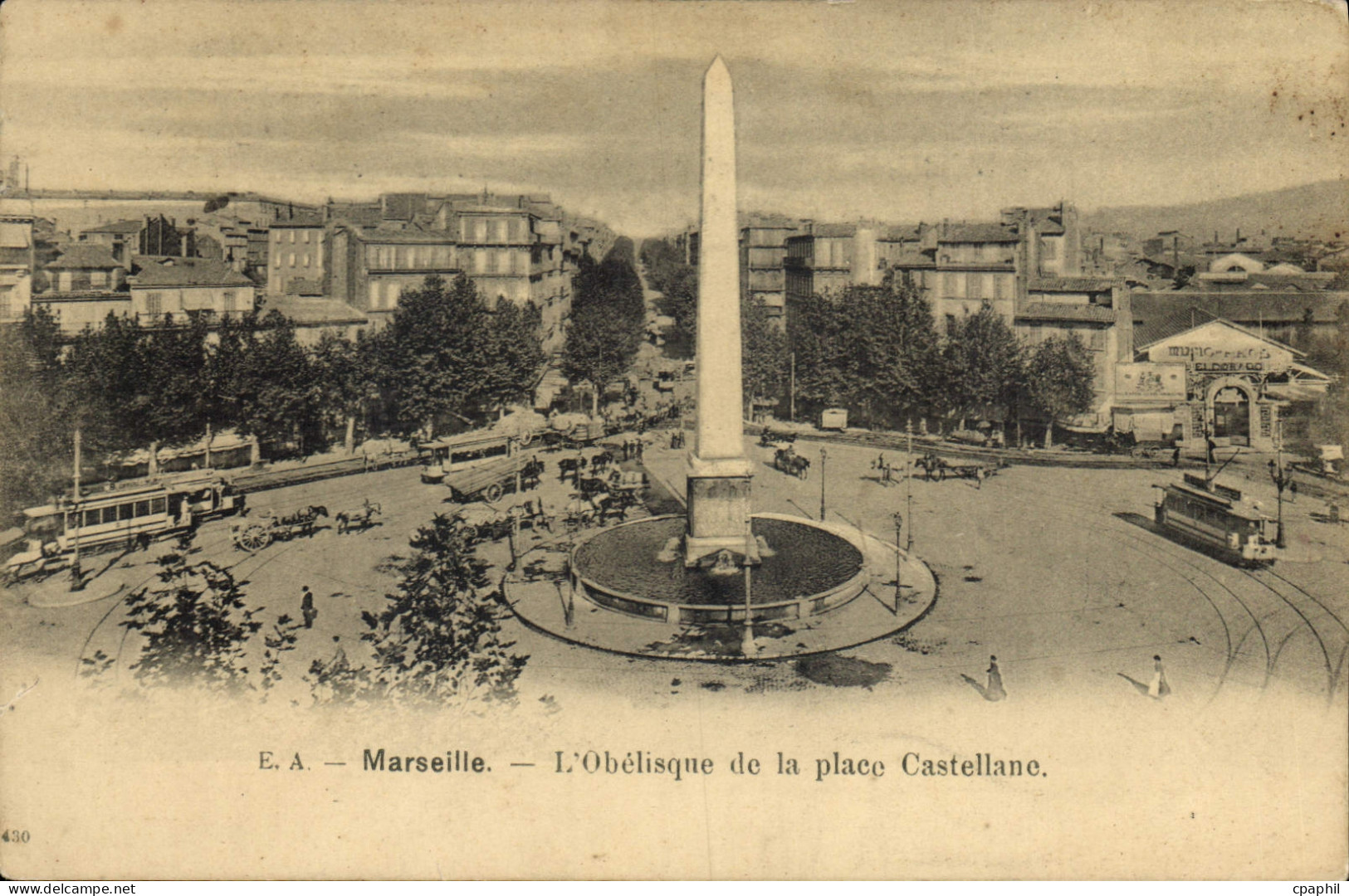 CPA Marseille L'Obelisque de la place Castellane