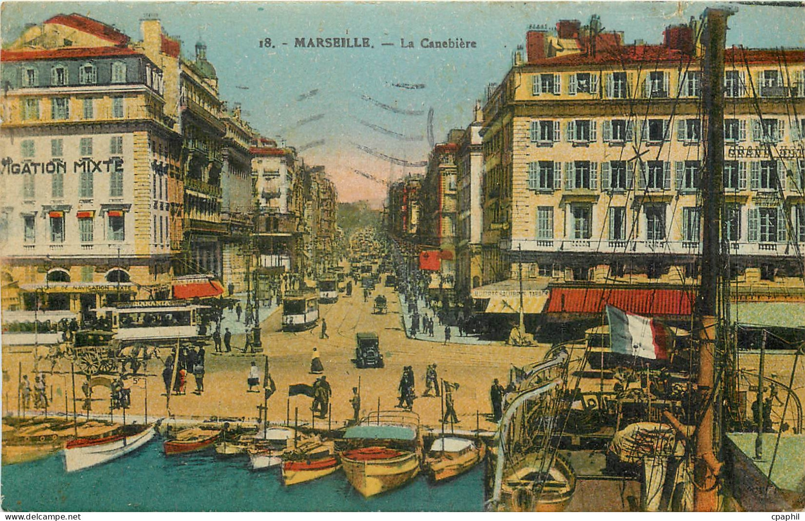 CPA Marseille la Canebiere Bateaux Tramway