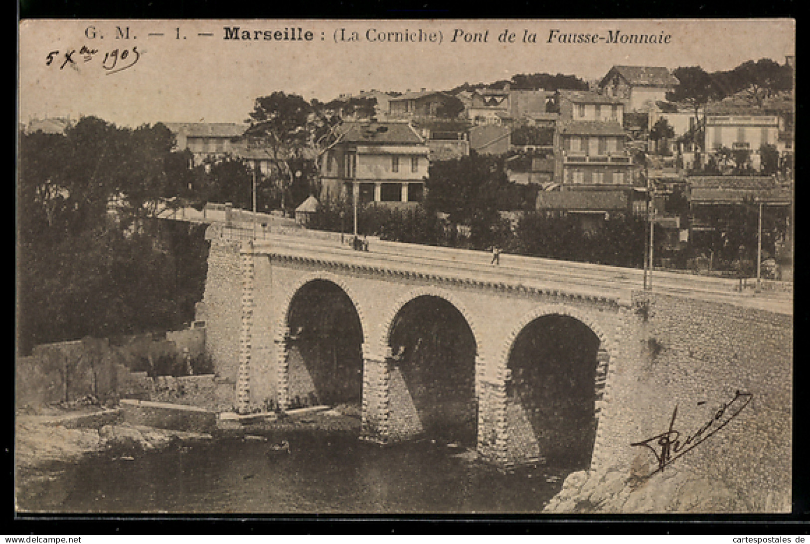 CPA Marseille, La Corniche, Pont de la Fausse-Monnaie