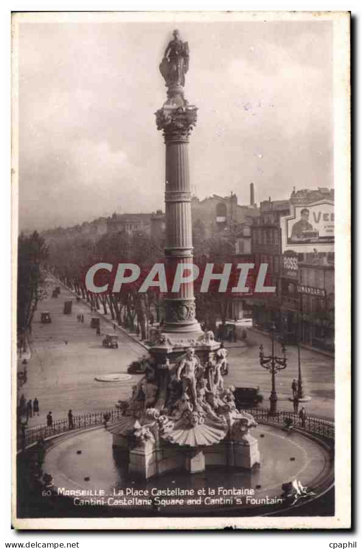 CPA Marseille La Place Castellane et la Fontaine