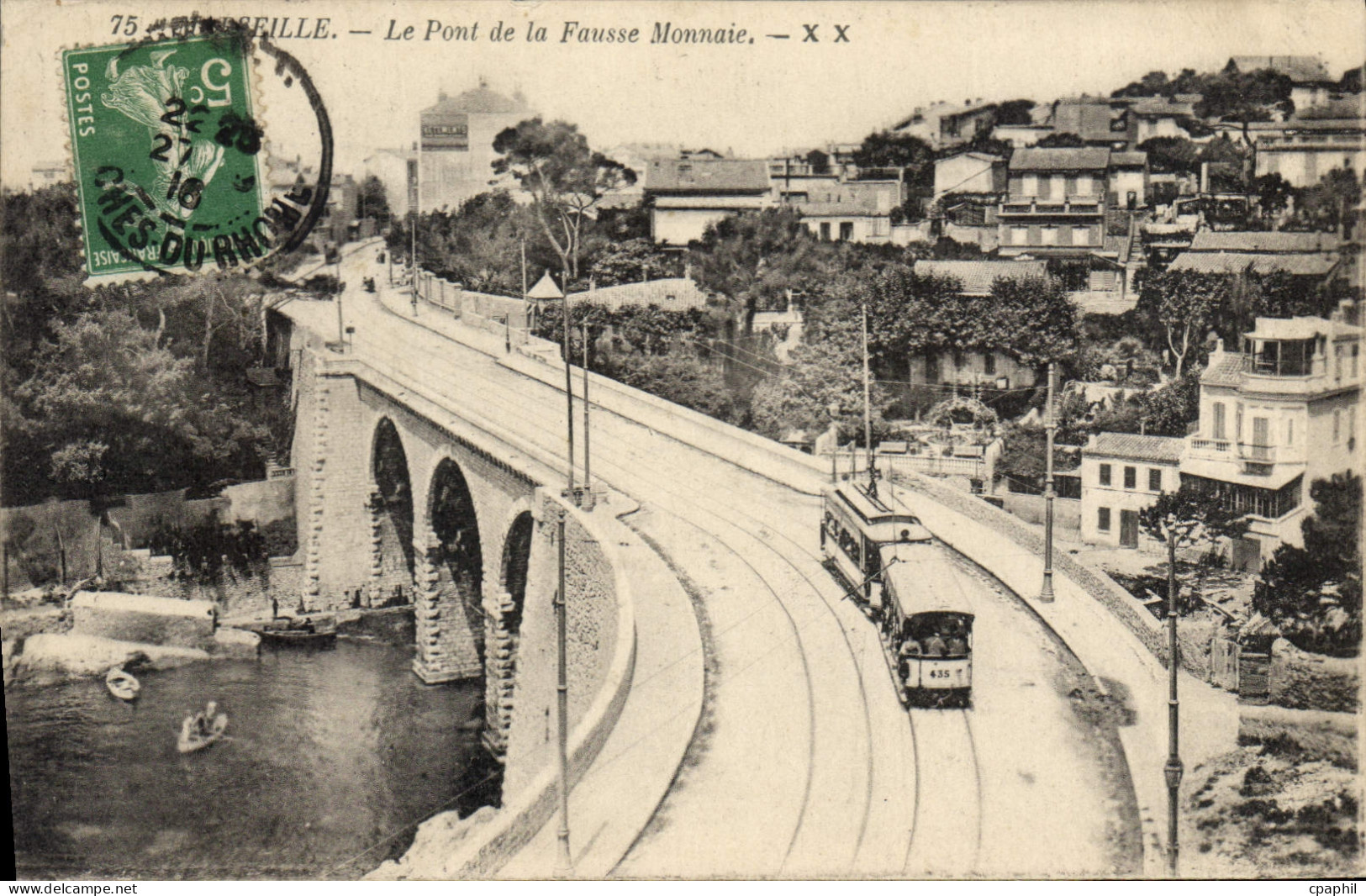 CPA Marseille Le Pont de la Fausse Monnaie Tramway