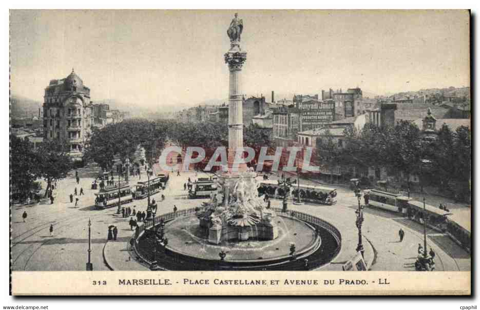 CPA Marseille Place Castellane Et Avenue Du Prado