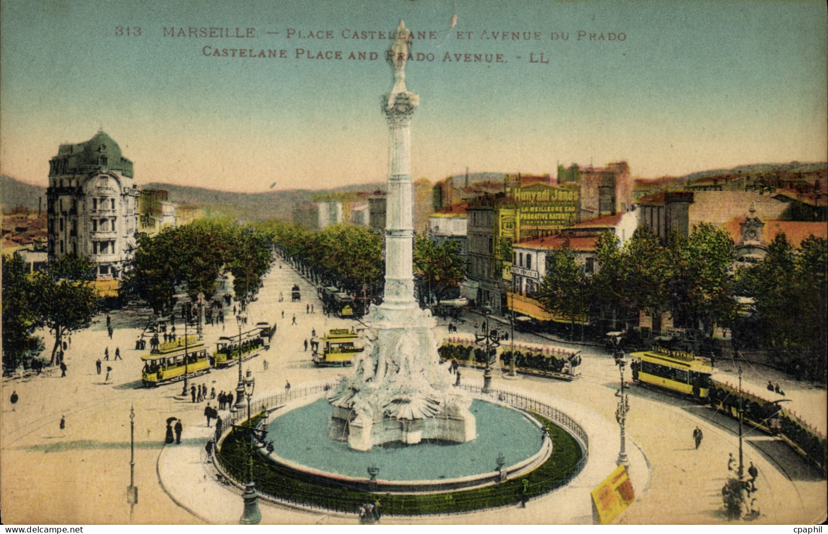 CPA Marseille Place Castellane et Avenue du Prado