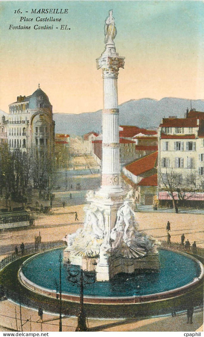 CPA Marseille Place Castellane Fontaine Cantini