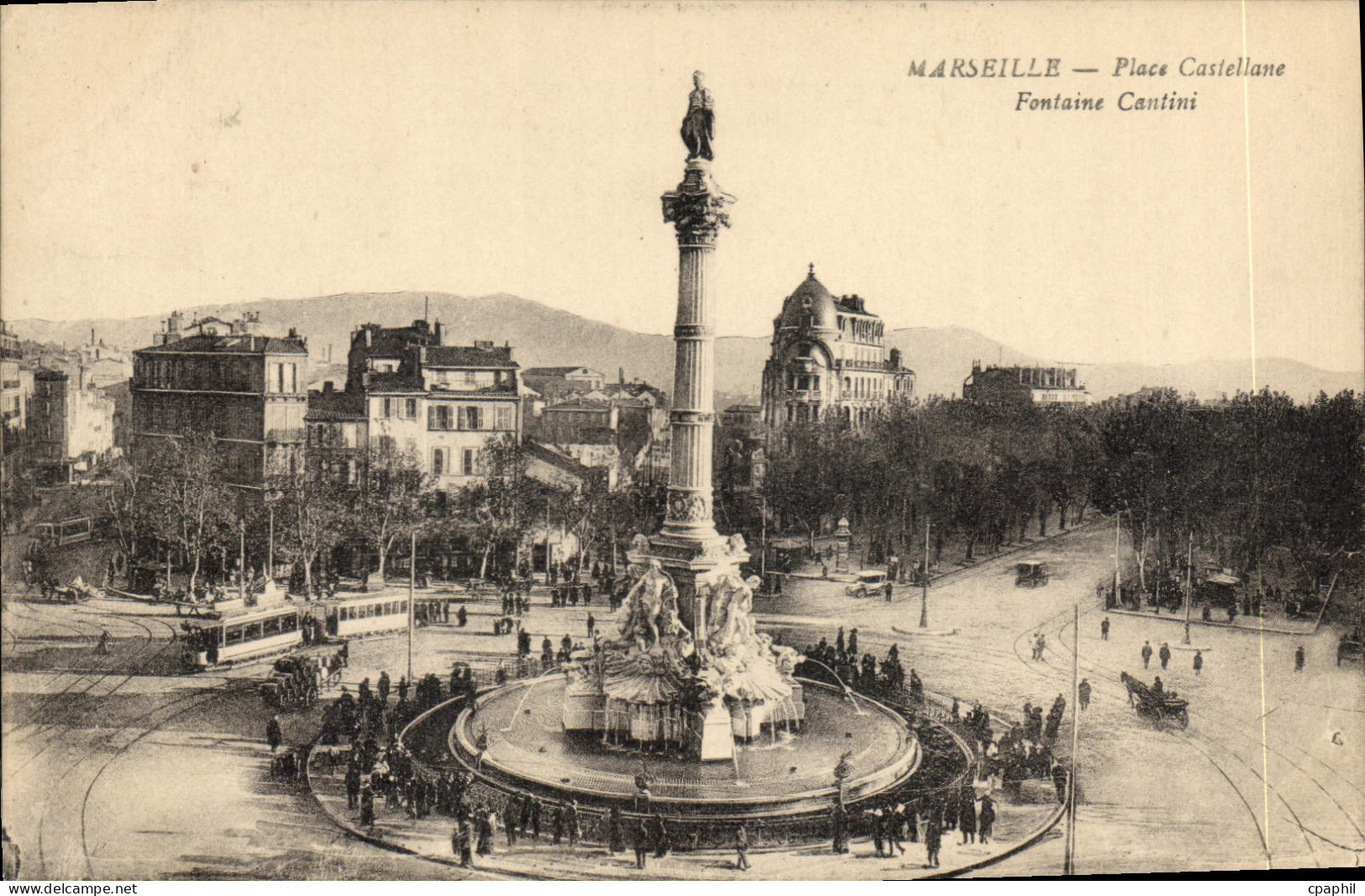 CPA Marseille Place Castellane Fontaine Cantini