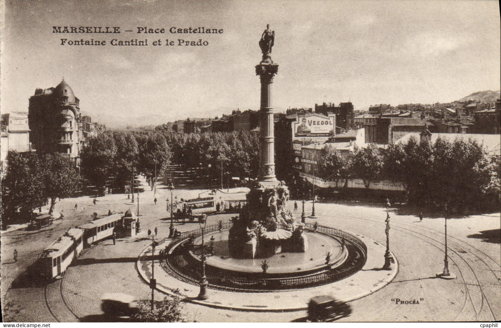 CPA Marseille Place Castellane Fontaine Cantini Et Le Prado Tramway
