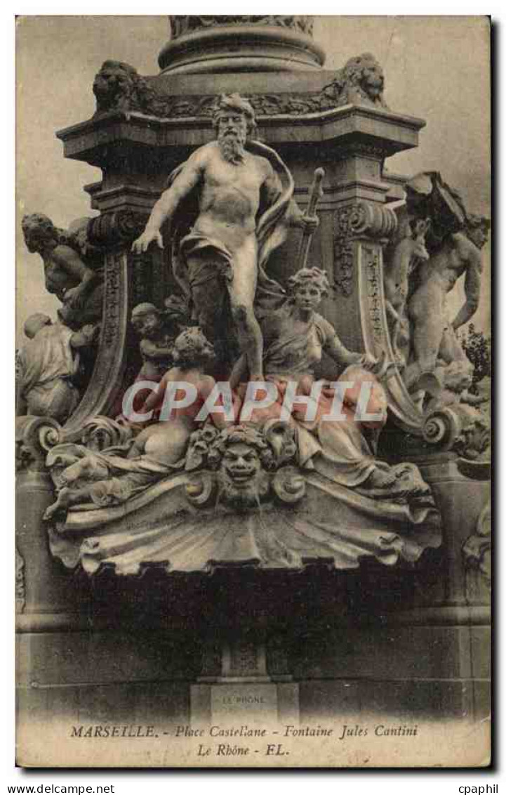 CPA Marseille Place CAstellane Fontaine Jules Cantini Le Rhone