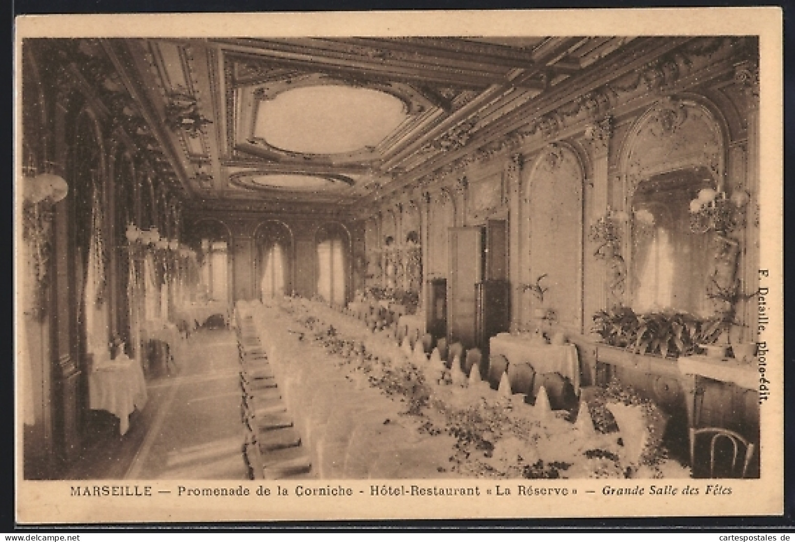 CPA Marseille, Promenade de la Corniche, Hôtel-Restaurant La Réserve, Grande Salle des Fêtes