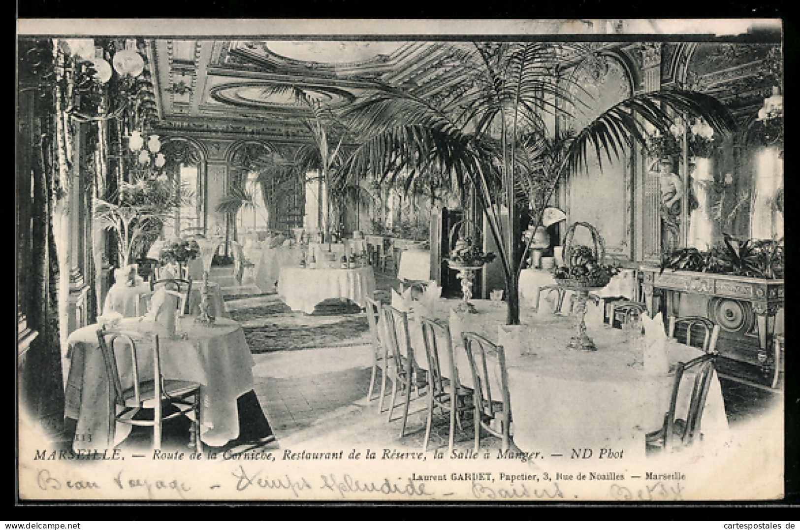 CPA Marseille, Restaurant de la Réserve, la Salle à Manger, Route de la Corniche