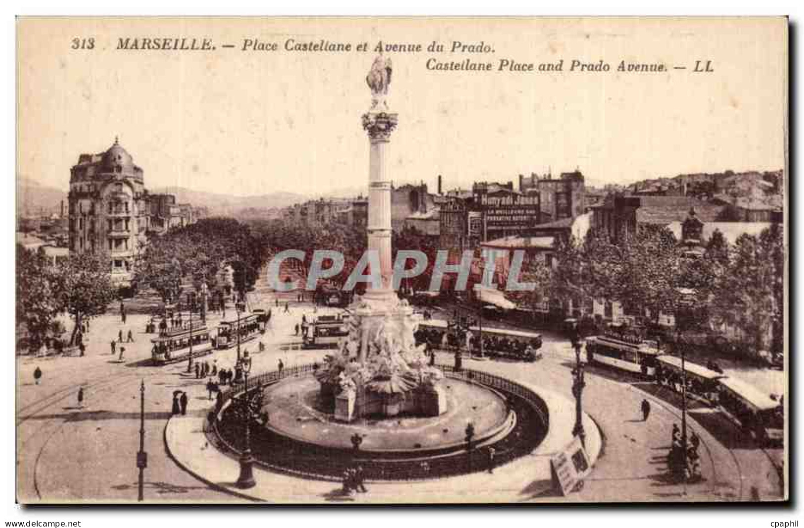 CPA Marsellie Place Castellane et Avenue du Prado Castellano Place And Prado Avenue