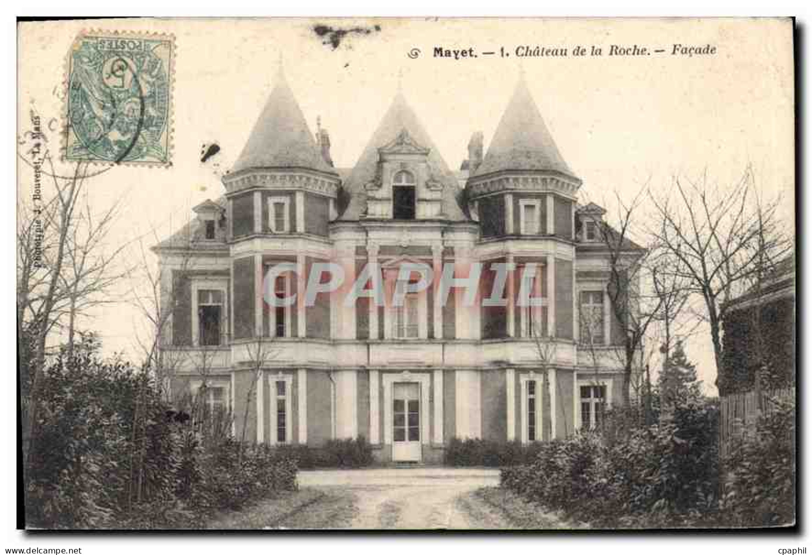 CPA Mayet chateau de la Roche facade