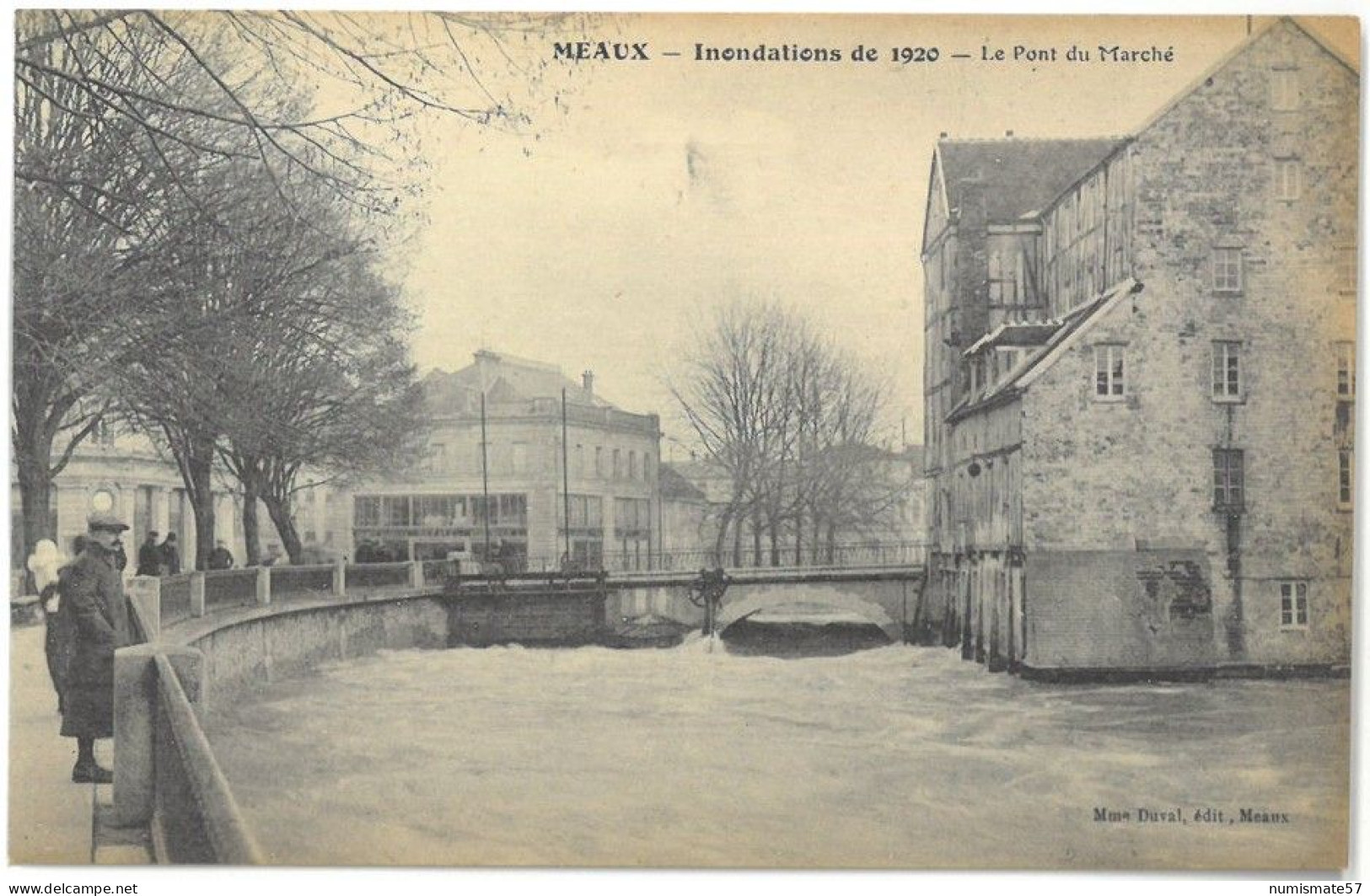 CPA MEAUX - Inondations de 1920 - Le Pont du Marché - Ed. Mme Duval , Meaux