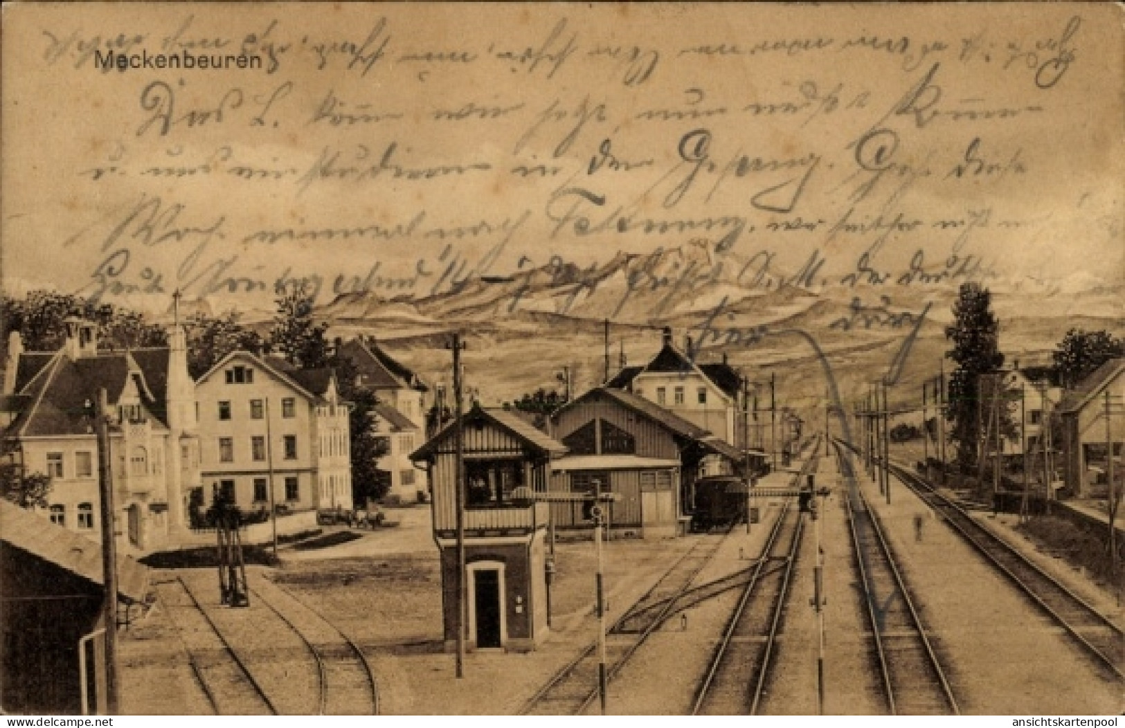 CPA Meckenbeuren in Oberschwaben Württemberg, Bahnhof