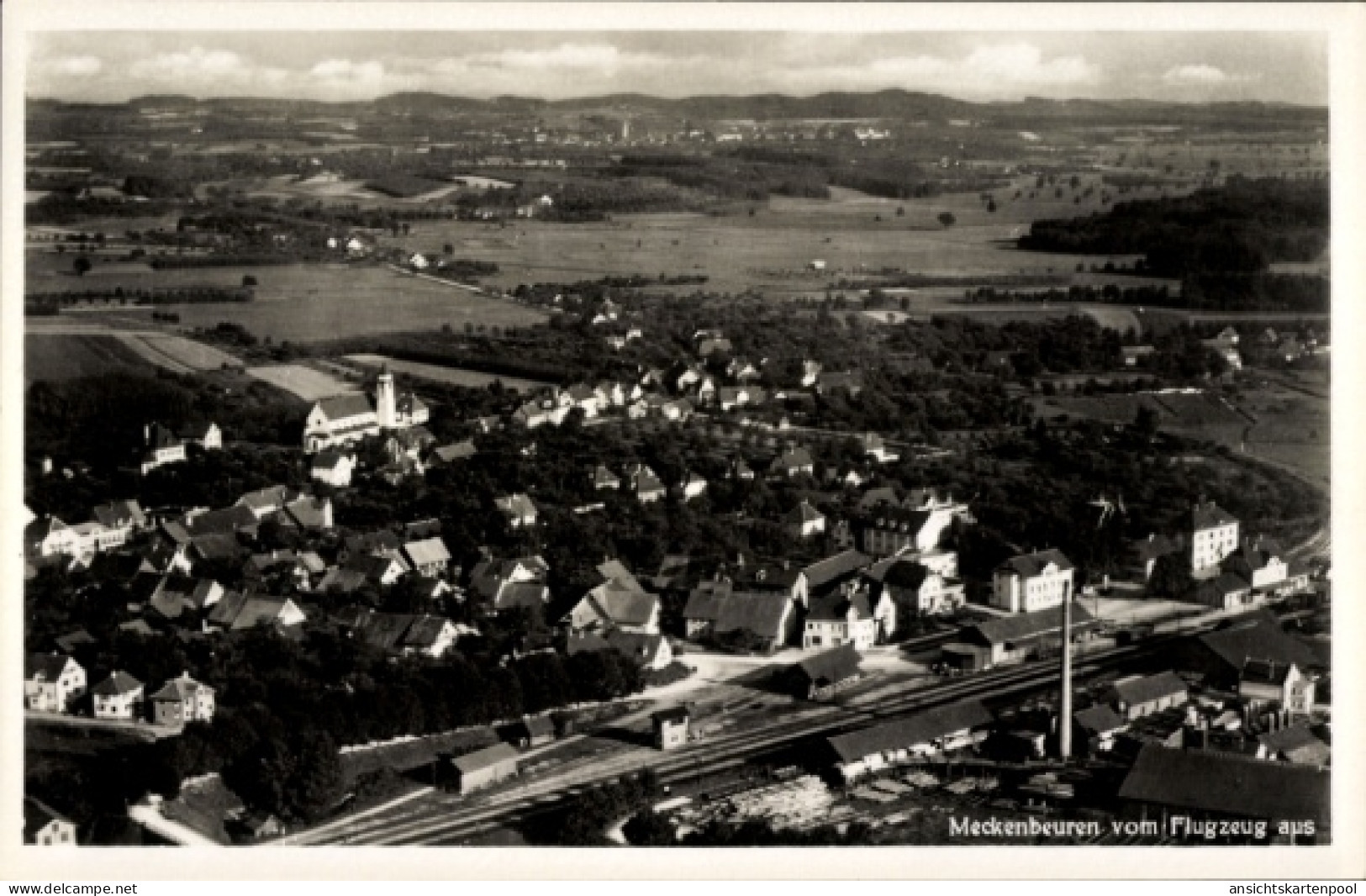CPA Meckenbeuren in Oberschwaben Württemberg, Fliegeraufnahme
