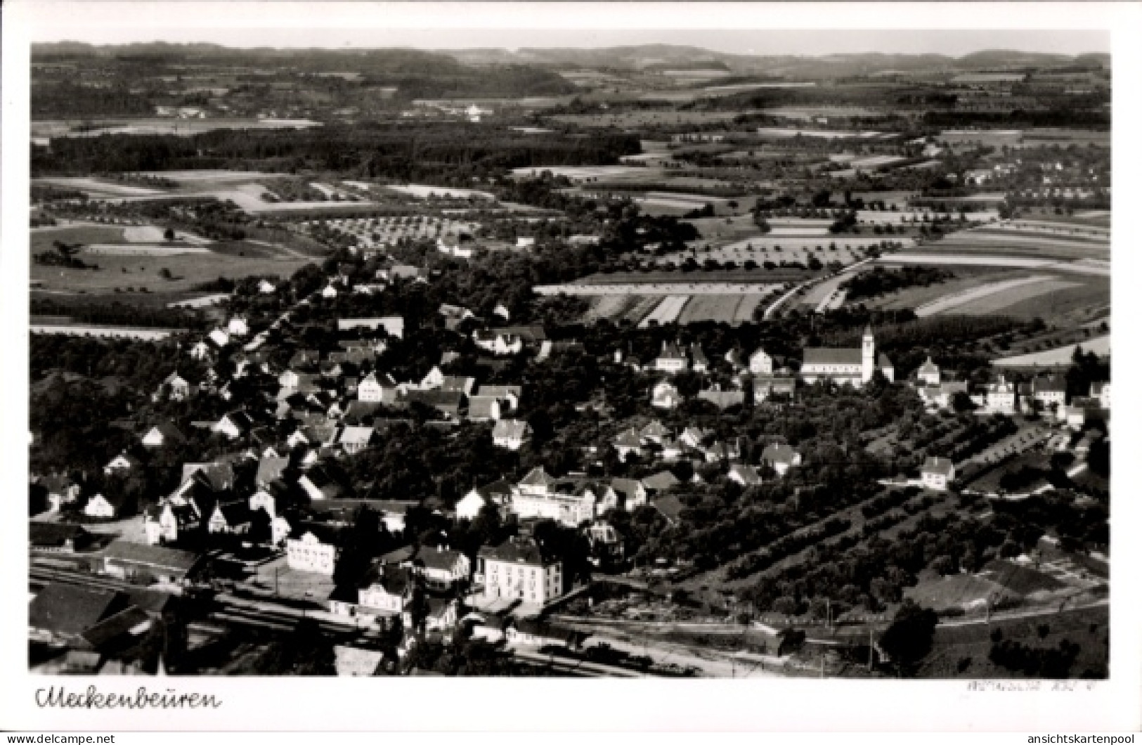 CPA Meckenbeuren in Oberschwaben Württemberg, Fliegeraufnahme
