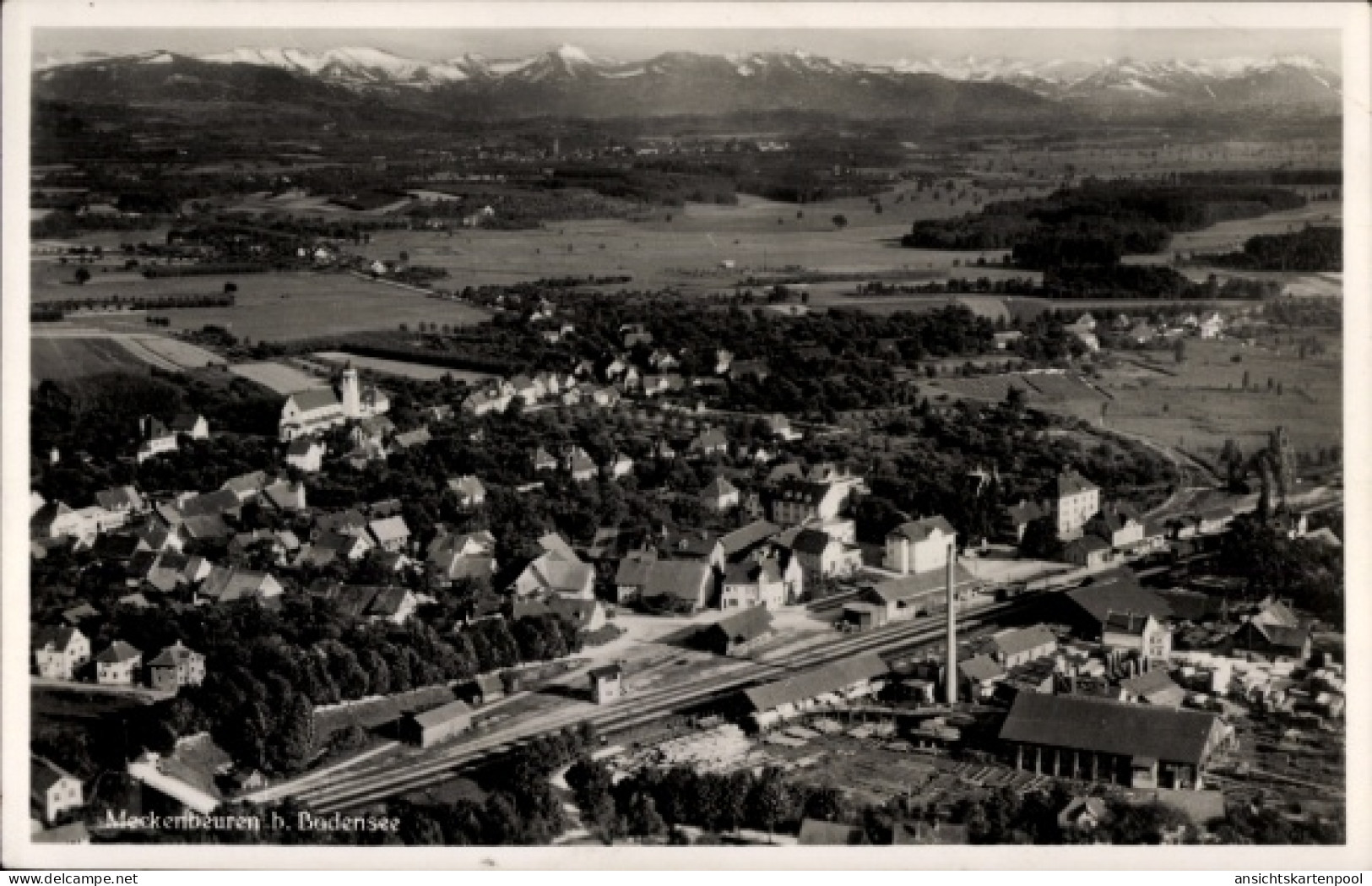 CPA Meckenbeuren in Oberschwaben Württemberg, Fliegeraufnahme