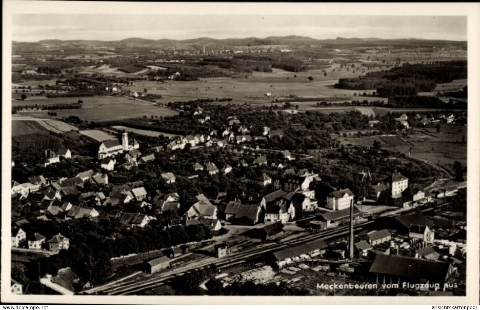CPA Meckenbeuren in Oberschwaben Württemberg, Fliegeraufnahme