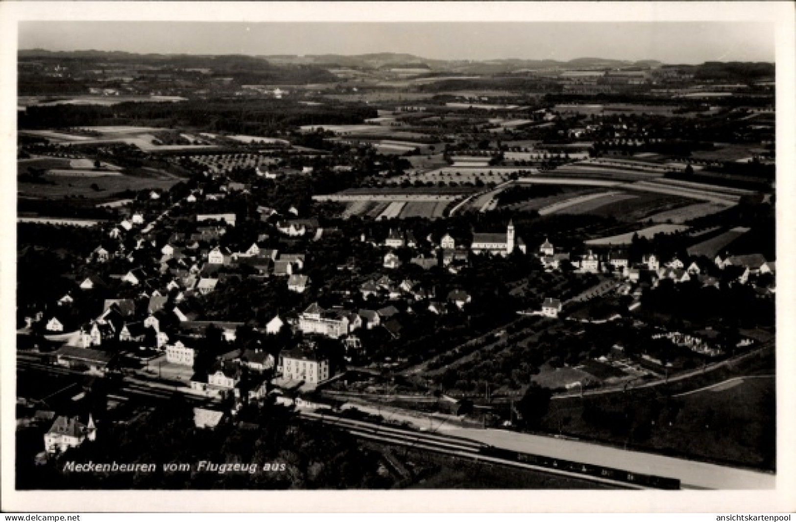 CPA Meckenbeuren in Oberschwaben Württemberg, Fliegeraufnahme