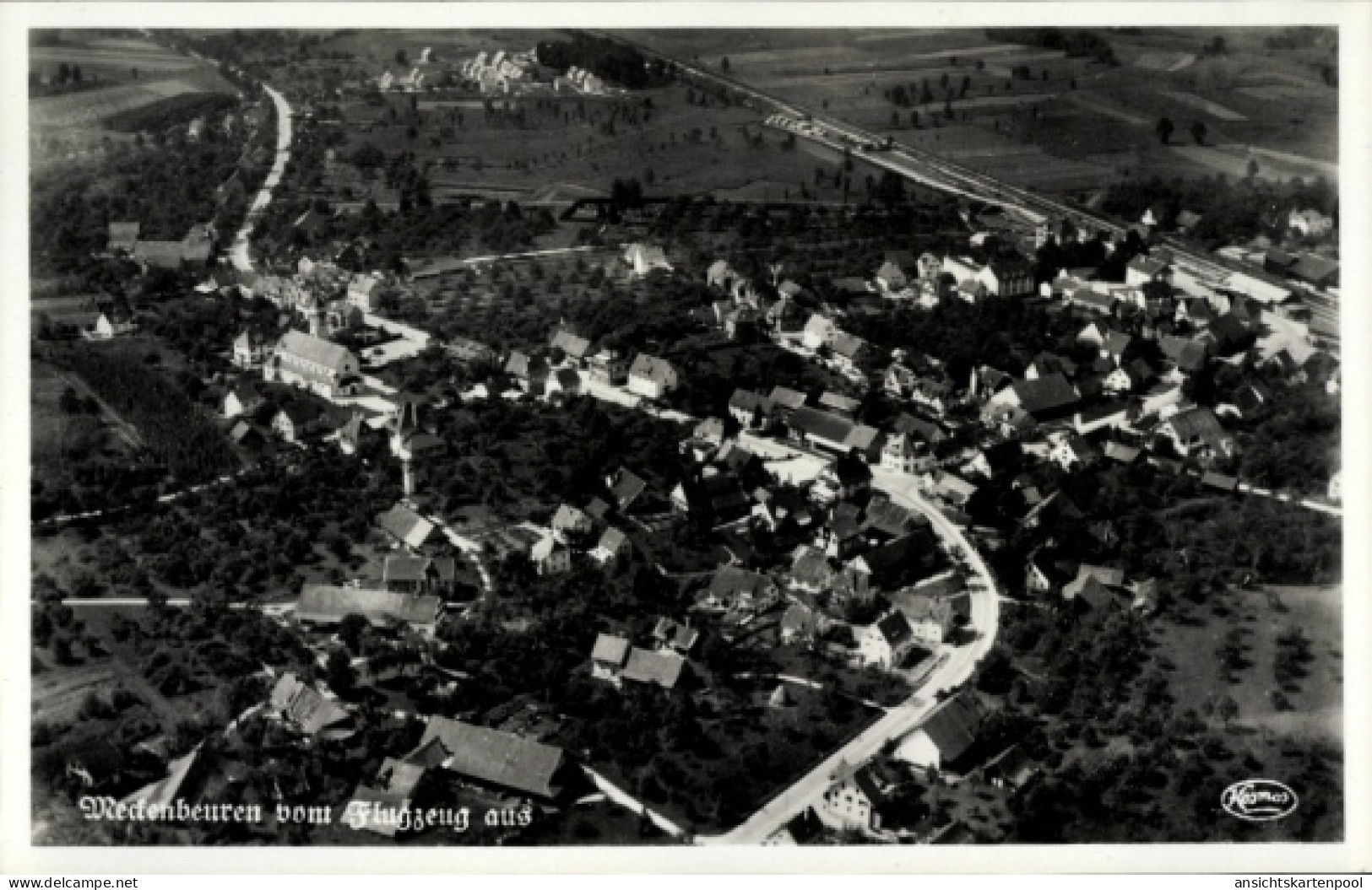 CPA Meckenbeuren in Oberschwaben Württemberg, Fliegeraufnahme