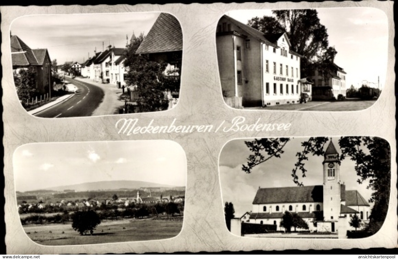 CPA Meckenbeuren in Oberschwaben Württemberg, Kirche, Straße