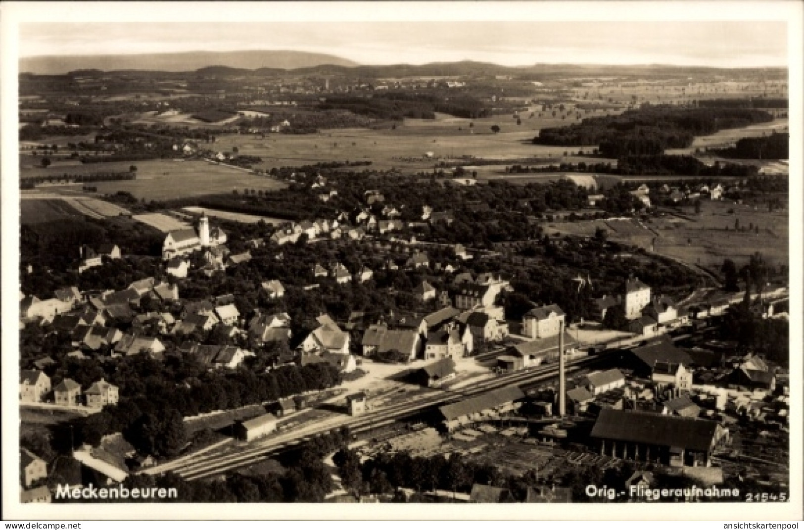 CPA Meckenbeuren in Oberschwaben Württemberg, Luftaufnahme