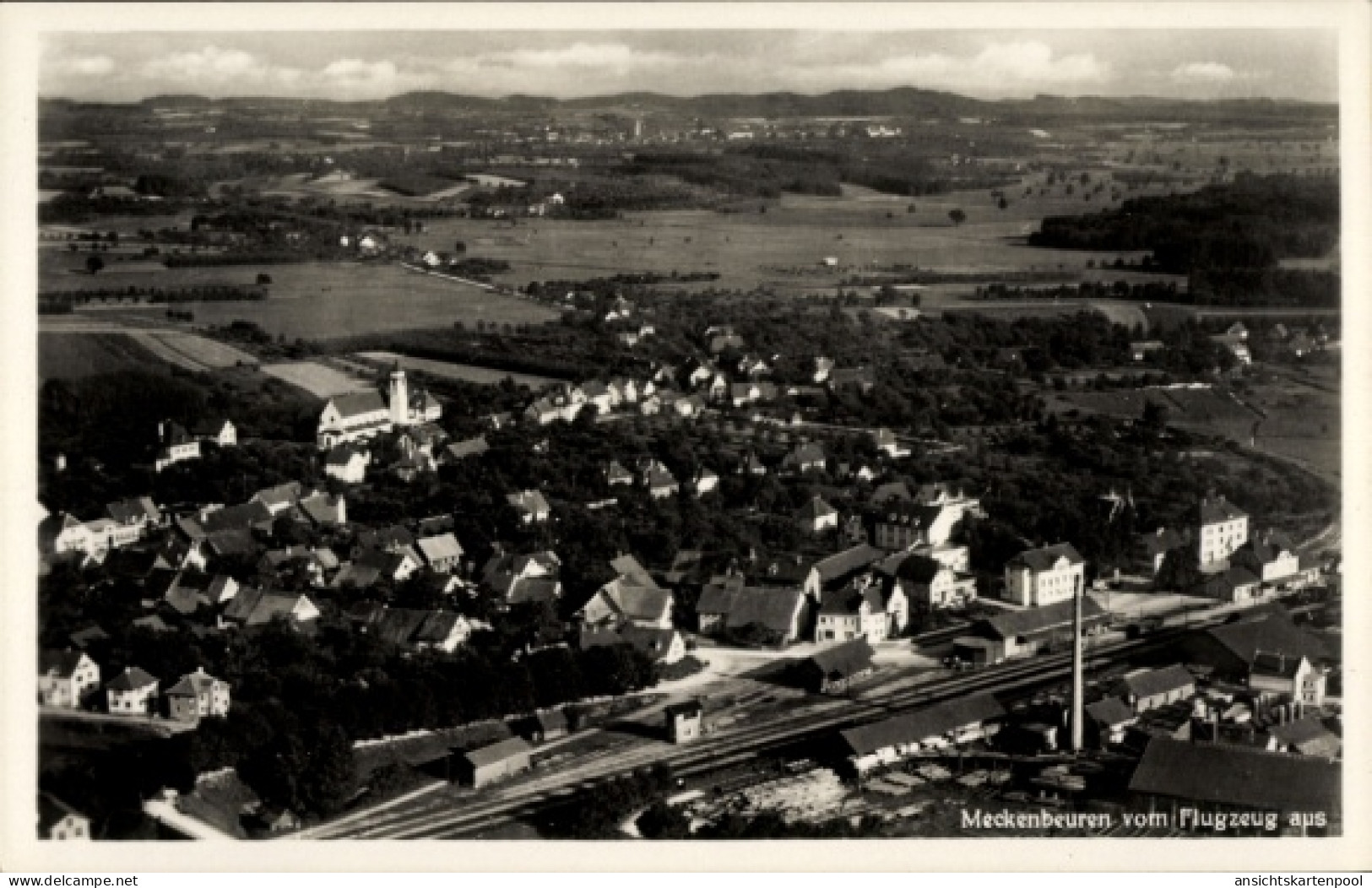 CPA Meckenbeuren in Oberschwaben Württemberg, Luftaufnahme